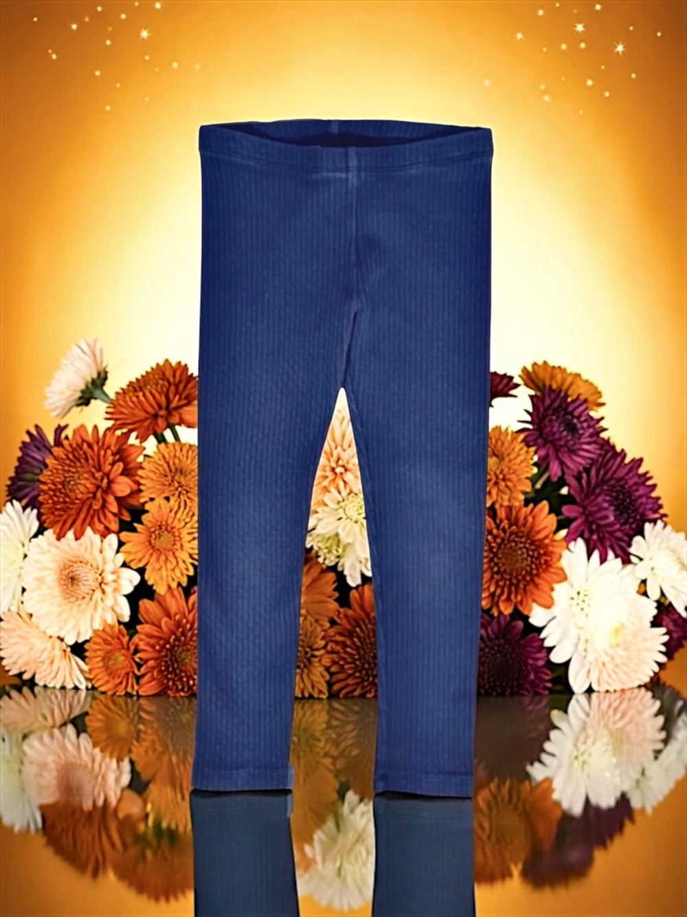 Tea Collection Girls Leggings Muted Blue Ribbed Size 5 EUC